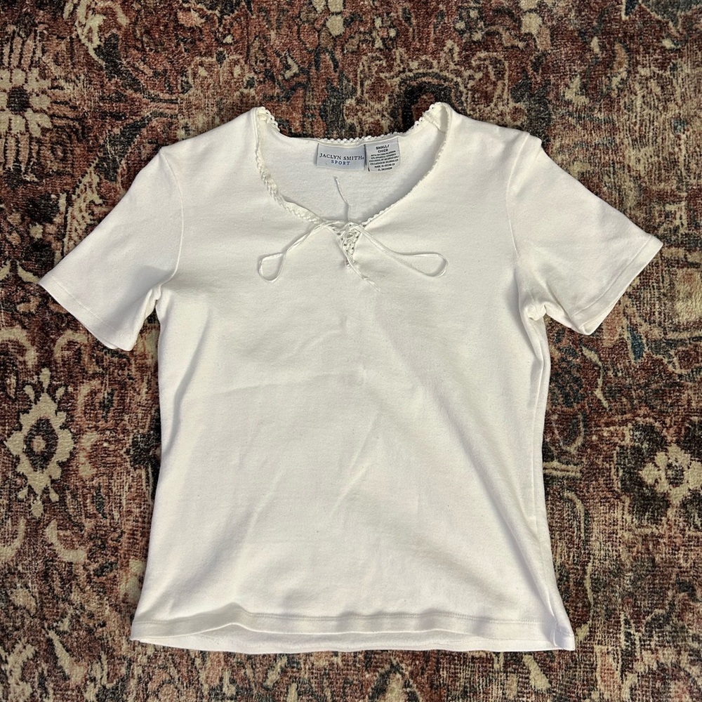 Jaclyn Smith Sport Cream Top with Lace Trim